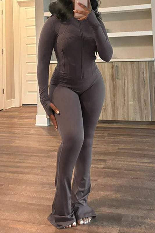 Flarix - Vente Combinaison – femme - Combinaison ajustée à manches longues zippée1