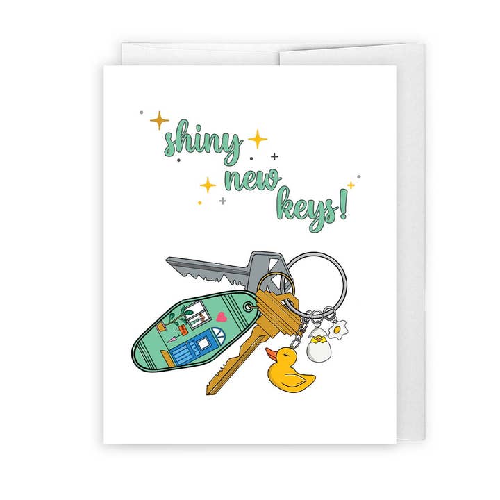 shiny new keys | new home cards | congrats | blank inside for wholesale by Evil Llama and Friends