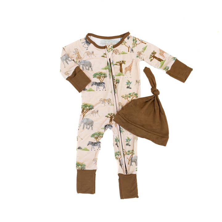 Baby Blues And Pink LLC - Wholesale Sleepsuit - Baby - Serengeti Sand-Bamboo Zipper Pajama2