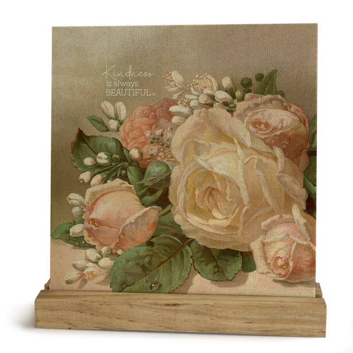 Kindness is always beautiful, Vintage roses, Shelf Decor for wholesale by Graphically Speaking Design