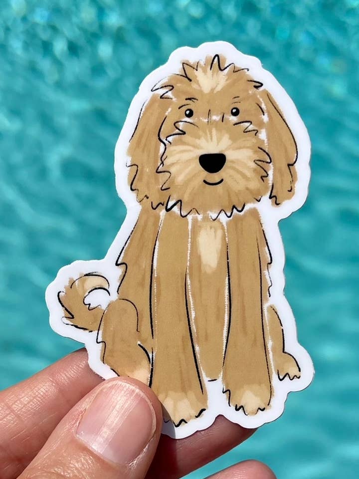 Labradoodle Sticker, Goldendoodle Sticker Cute for wholesale by Chrissi G Design