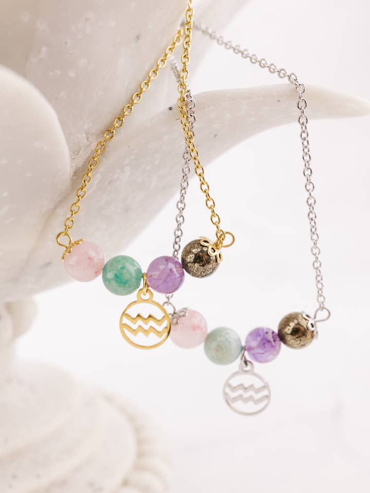 Gemstone Aquarius Necklace | Zodiac Collection for wholesale by WonderLight