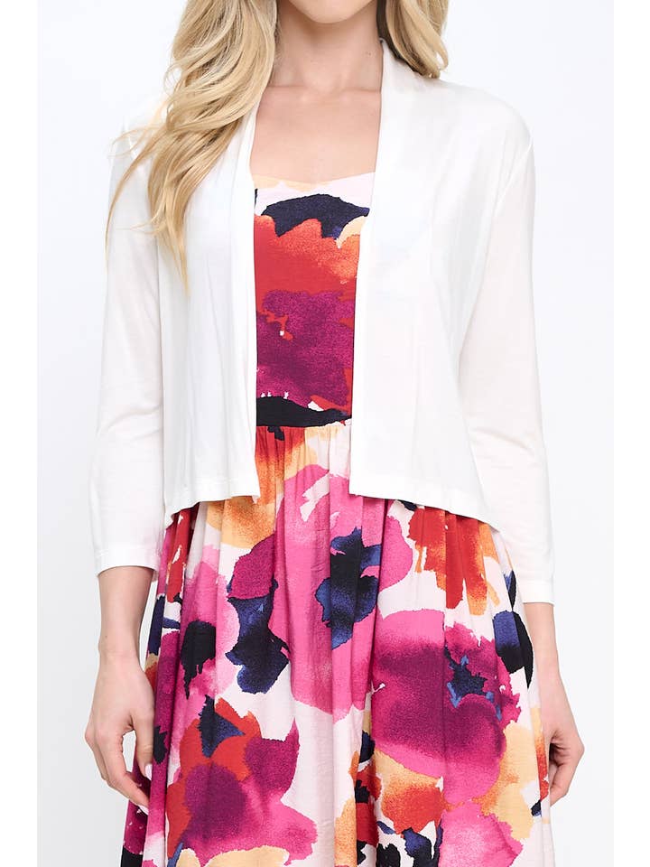 Off White Made in USA Modal Open Front Bolero Cardigan for wholesale on Faire1