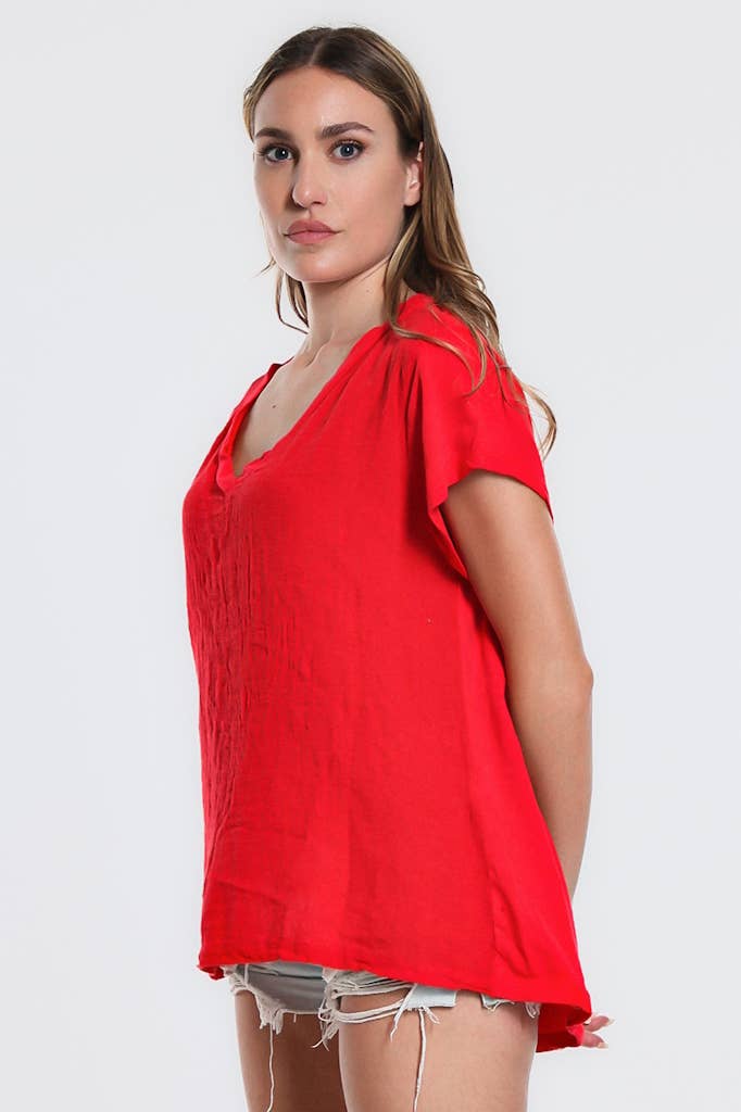 TINA Stephens Italy/Tees By Tina - Wholesale Blouse - Women's - Nola Cotton/Linen V-Neck Top (BSS207)31