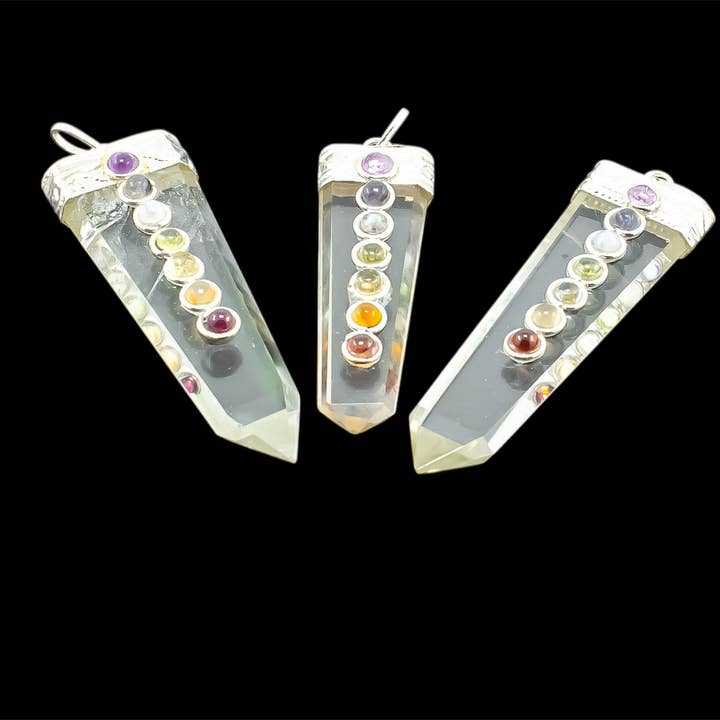 Chakra Pendant Necklace Clear Quartz for wholesale by Quasar Gems USA
