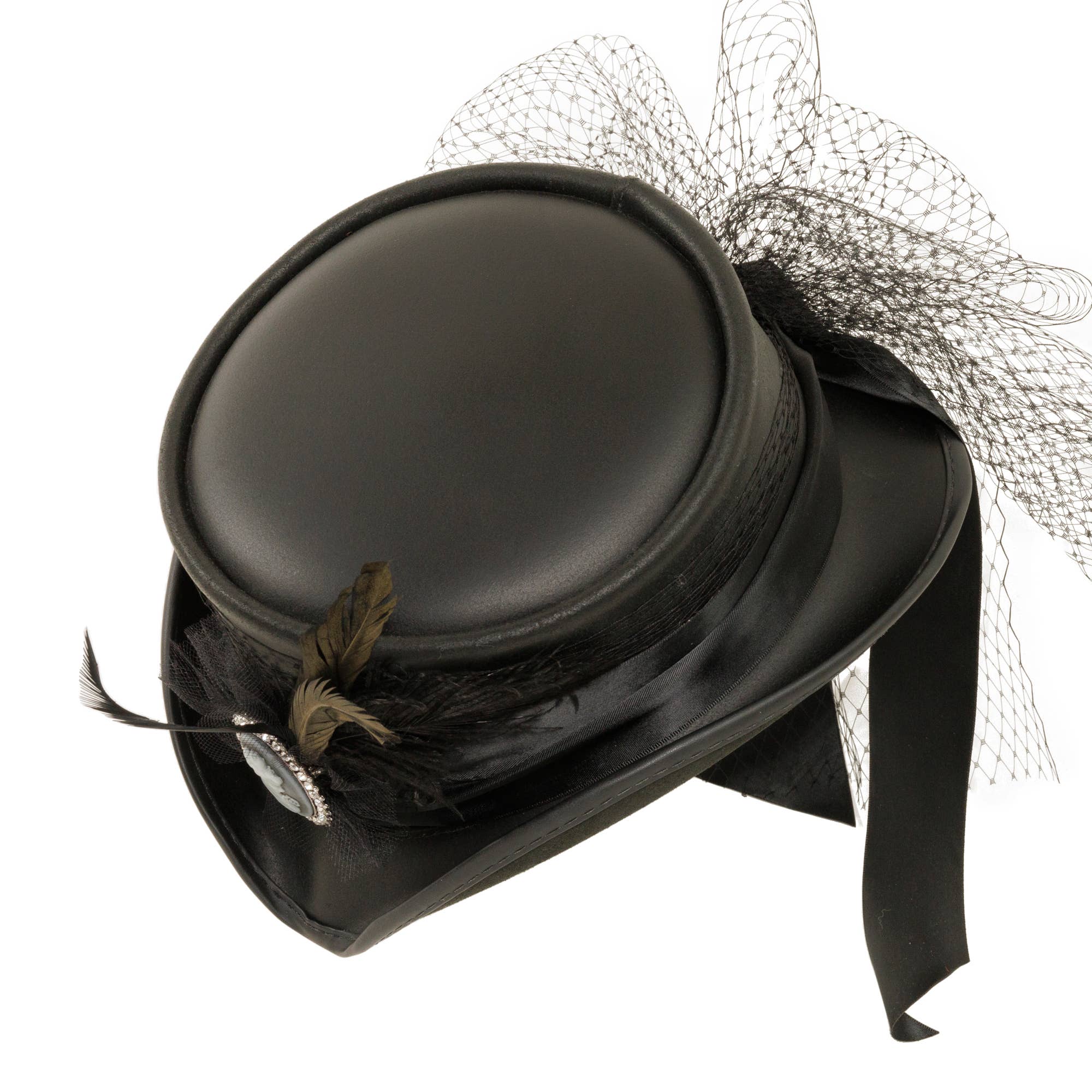 Black Genuine Leather Top Hat - Style Fancy for wholesale on Faire1
