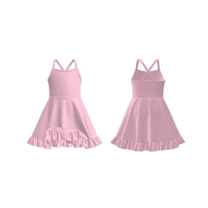 Auraquise - Wholesale Athletic Dress - Kids - Girls Summer Outdoor Solid Color Soft Athletic Dress
