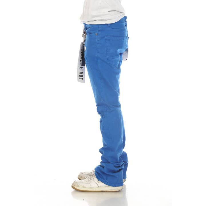 Stylo - Wholesale Jeans - Men's - Royal Blue Stacked Flare Jeans