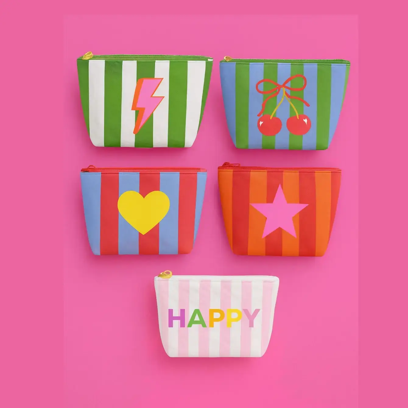 Aspen Lane - Wholesale Makeup/Cosmetic Bag - Cute Stripe Makeup Pouch | Teen and Girl Stocking Stuffer 1