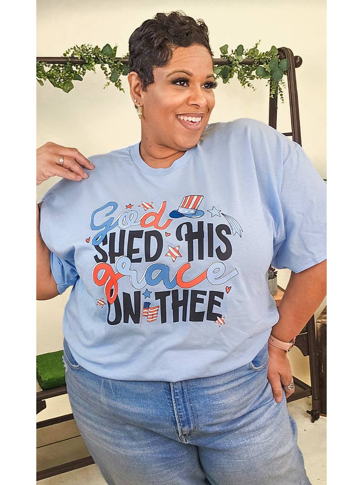 Sugar Stitch - Wholesale Screen Printed T-Shirt - Women's - God Shed His Grace Graphic Shirt