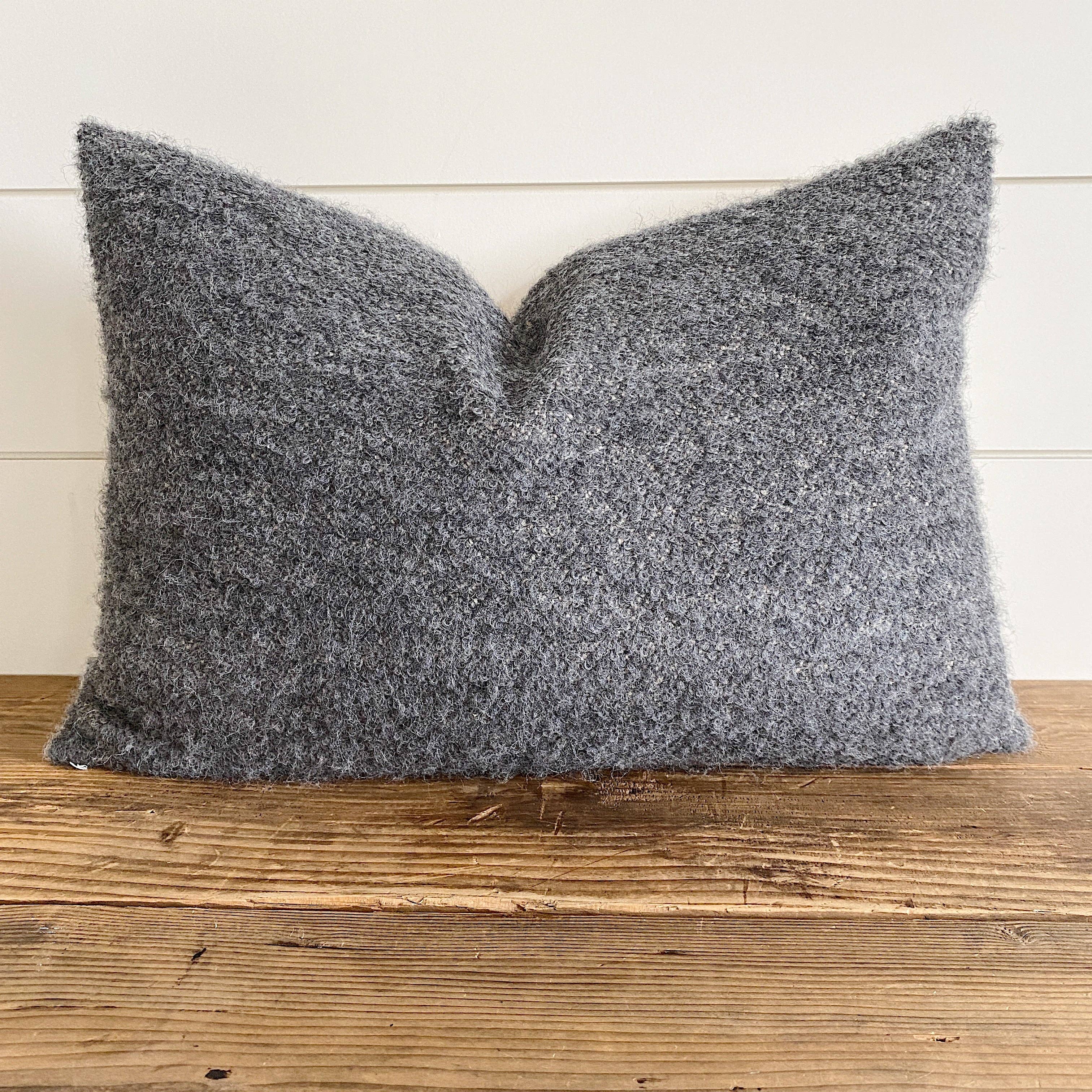 Linen & Ivory - Wholesale Throw Pillow Cover - BECKETT || Dark Gray Bouclé Pillow Cover4