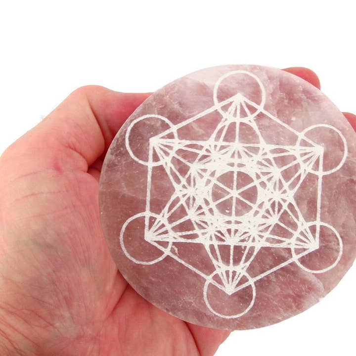 Selenite Circle EXTRA Metatron Ø 10 cm Thickness 2.2 cm for wholesale by Artisans de Madagascar