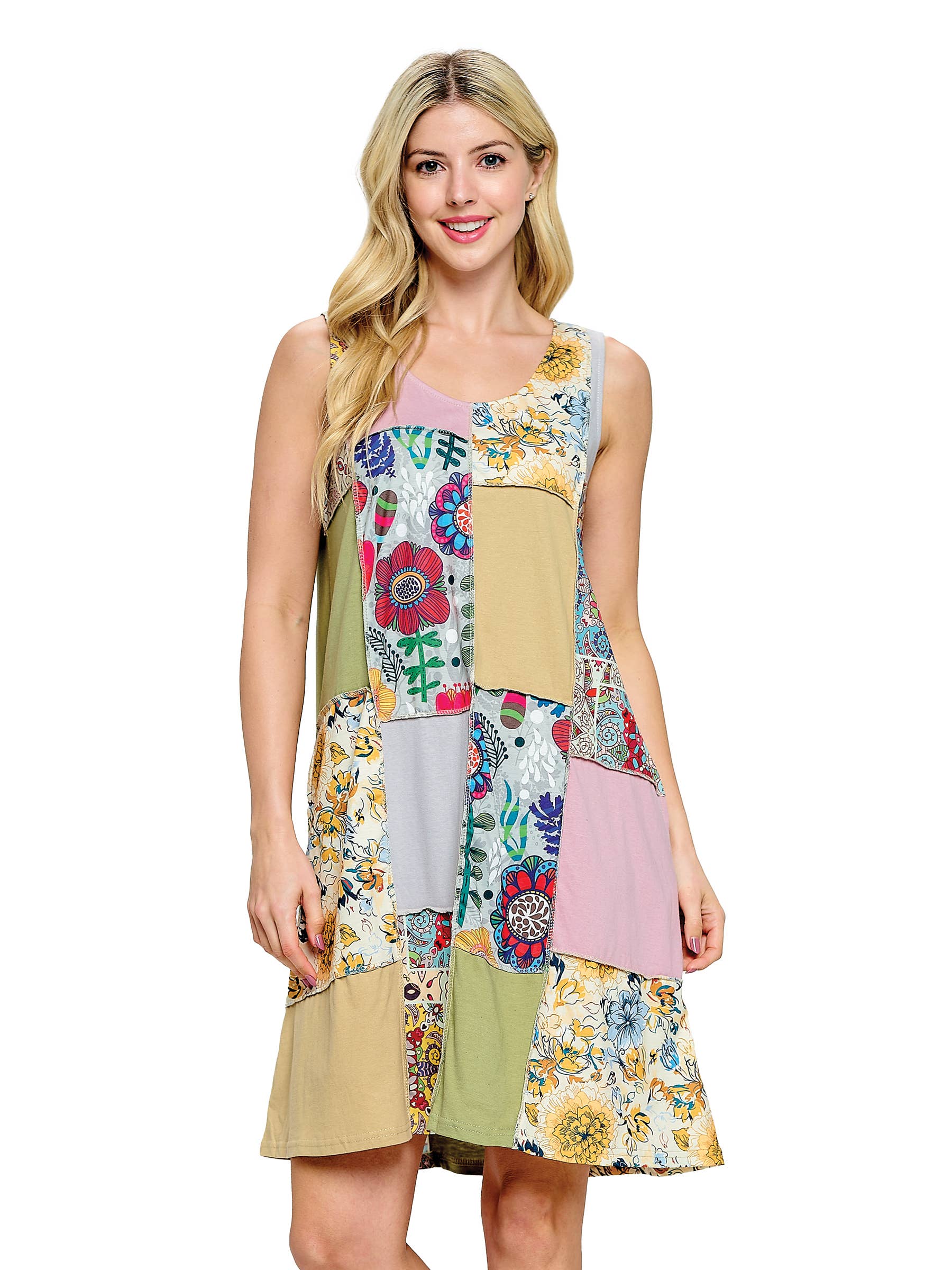 Multi Boho Floral Dress A-Line Patchwork for wholesale on Faire1