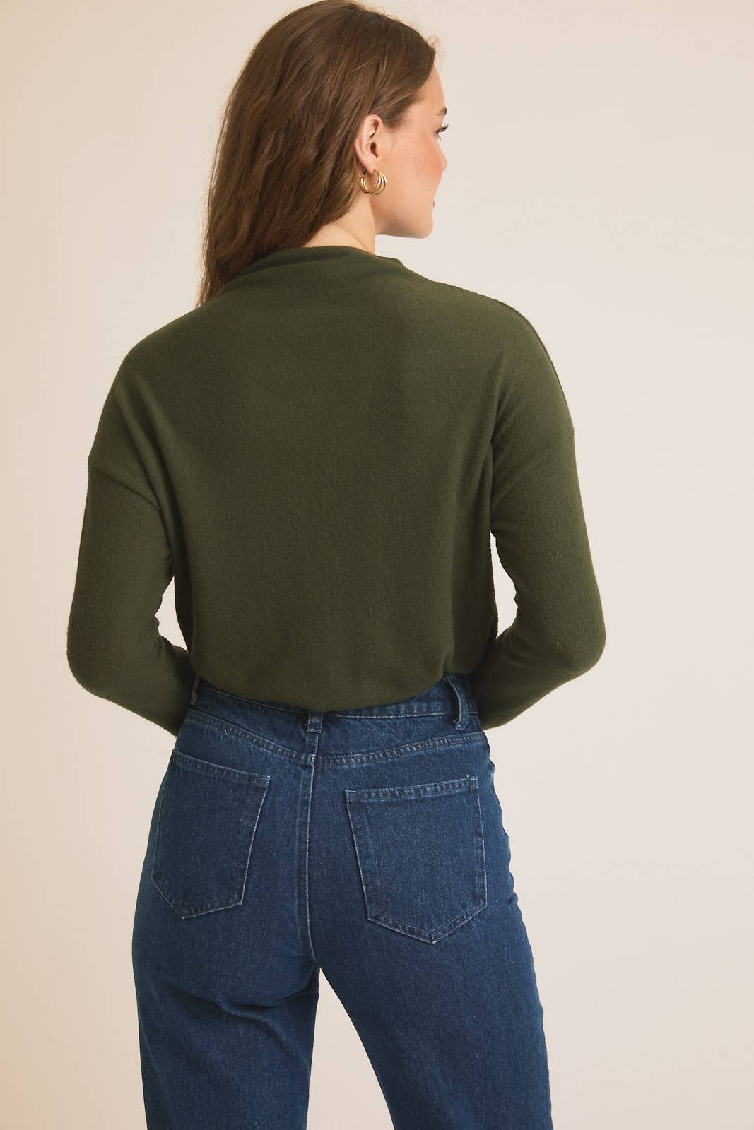 OLIVE LONG SLEEVE MOCK NECK BODYSUIT for wholesale on Faire3