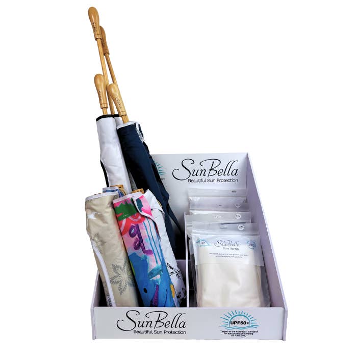 Sun Bella – wholesale Återförsäljarprovexemplar – Favoriter Sampler - Paket med solparasoller och wraps