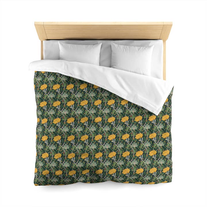 Duvet Cover inspired by William Morris - Chrysanthemum Collection (Yellow) for wholesale by Willy Morris Home Emporium