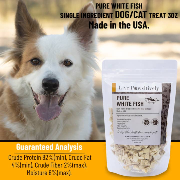Live Pawsitive - Wholesale Pet Treats - Dog - White Fish Freeze Dried Dog/Cat Treat 3oz1