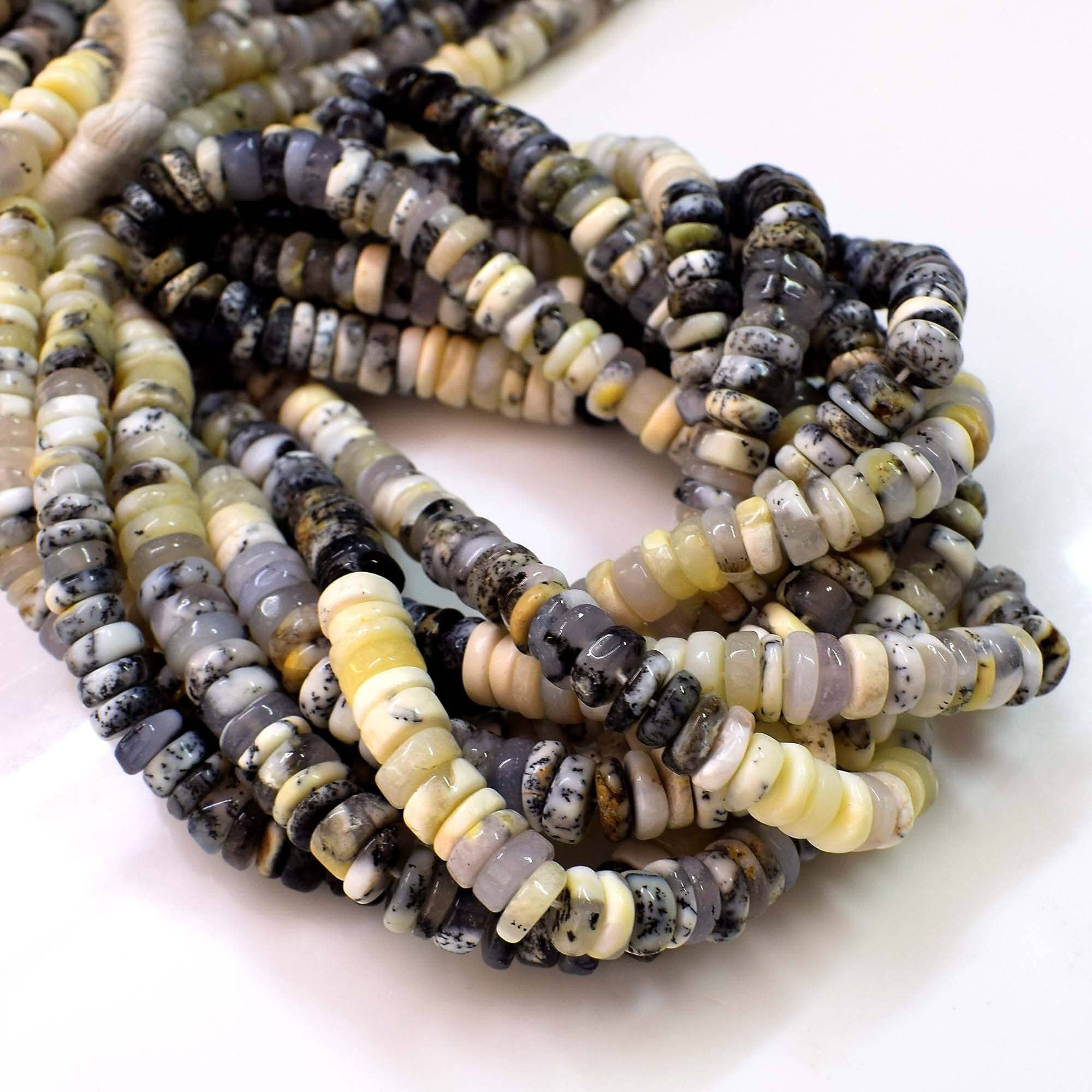 TRIVENI USA INC - Wholesale Beads - Dandrite Opal Gemstone Heishi Disc Beads Strands 7-8mm0