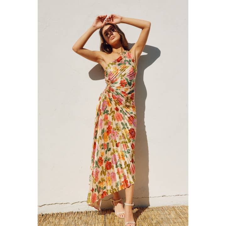 Vestido largo plisado asimétrico Gift of Love para venta al por mayor de Dress Forum