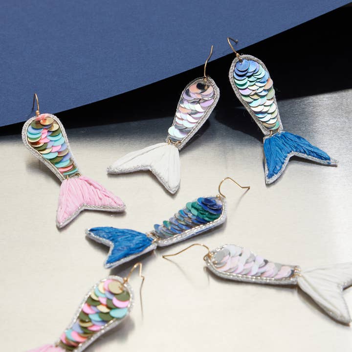 Mermaid Tail Sequined Earrings for wholesale by Lilla Haven