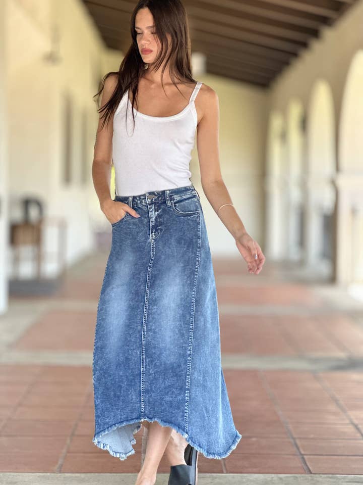 Falda vaquera azul 2 tonos para venta al por mayor de WASH LAB