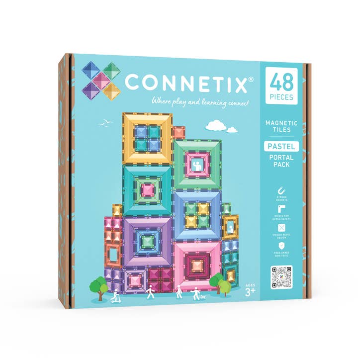 CONNETIX Magnetic Tiles Pastel Portal Pack, 48 Pieces for wholesale by CONNETIX