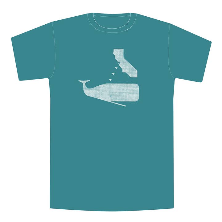 Whales Love California T-shirt voor heren en uniseks voor wholesale door Dia de Los Todos