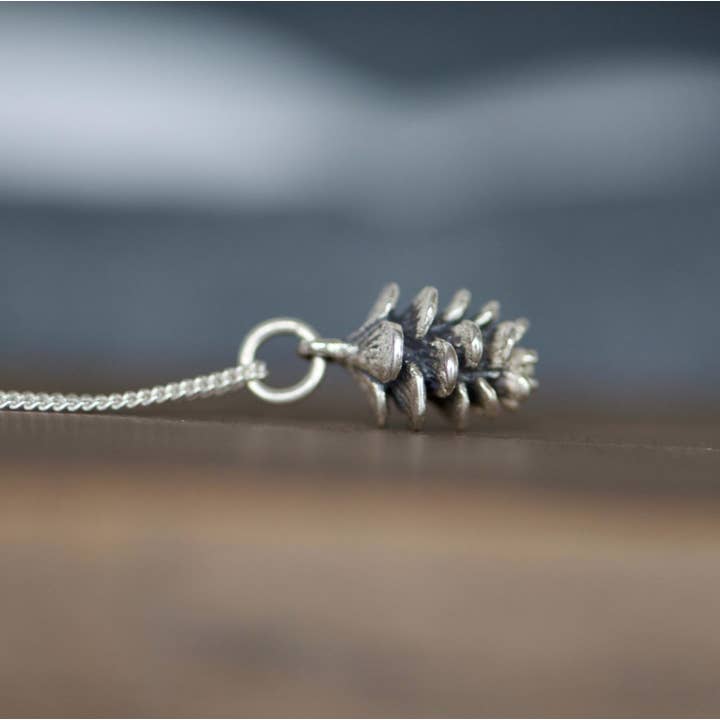 18" Tiny Pinecone Charm Necklace for wholesale by Justine Brooks Design