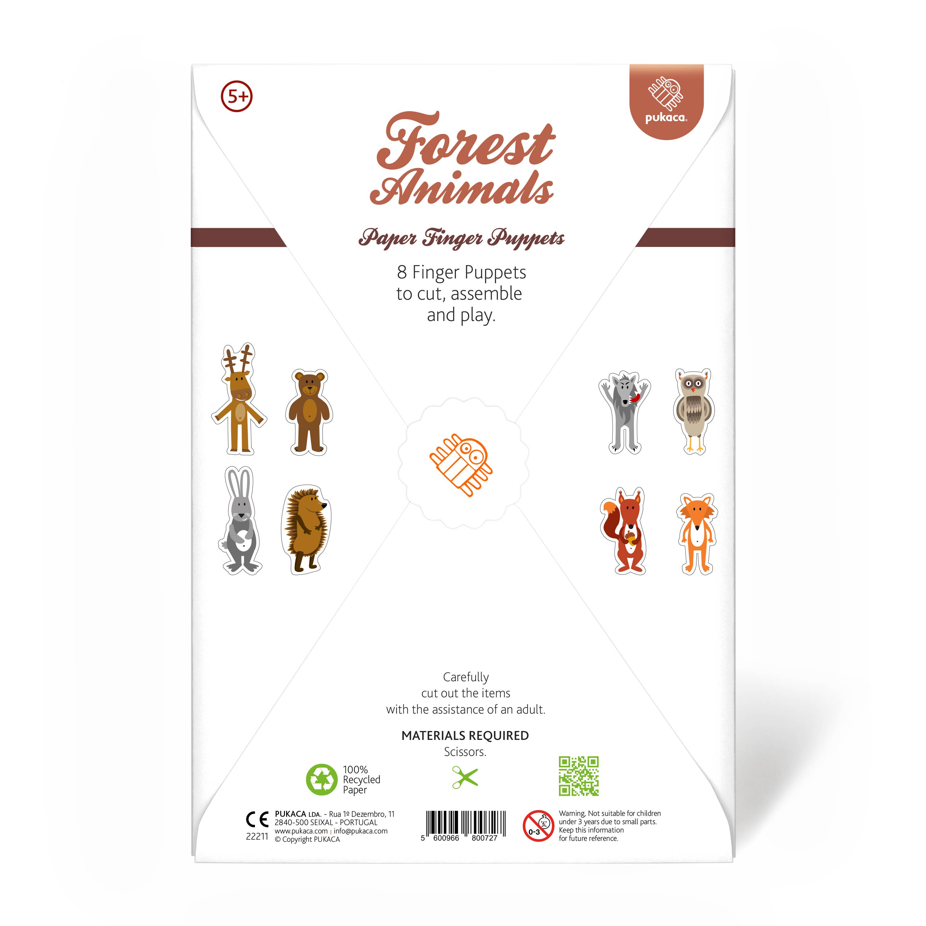 pukaca - Wholesale Vingerpop - Kinderen en baby - Bosdieren papieren vingerpoppen3