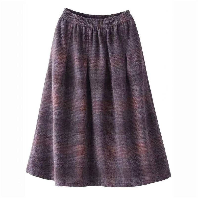 Sheer Trend – wholesale Skirt – Women’s – Medium To Long Plaid Woolen Skirt4