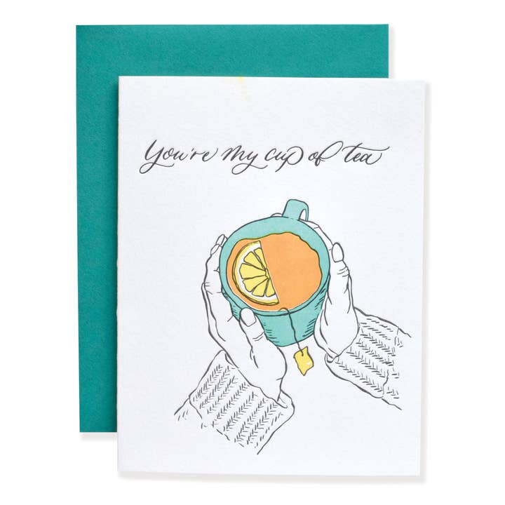 Biglietto tipografico «You're My Cup of Tea» per la vendita all'ingrosso da parte di Michelle Renee Co.