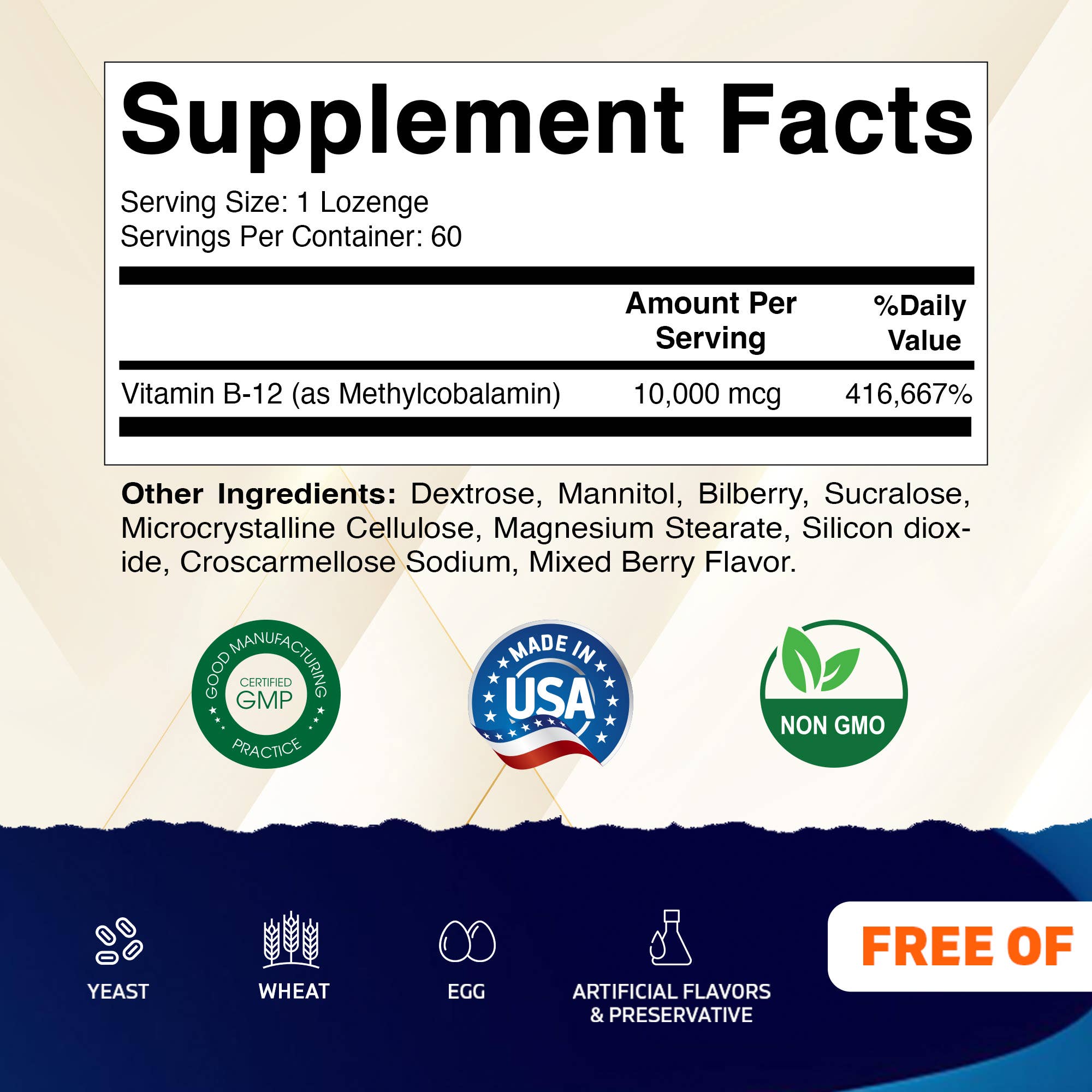 Vitamatic - Wholesale Oral Supplement/Vitamin - Vitamatic | Methyl B12 10,000 mcg | 60 Lozenges1