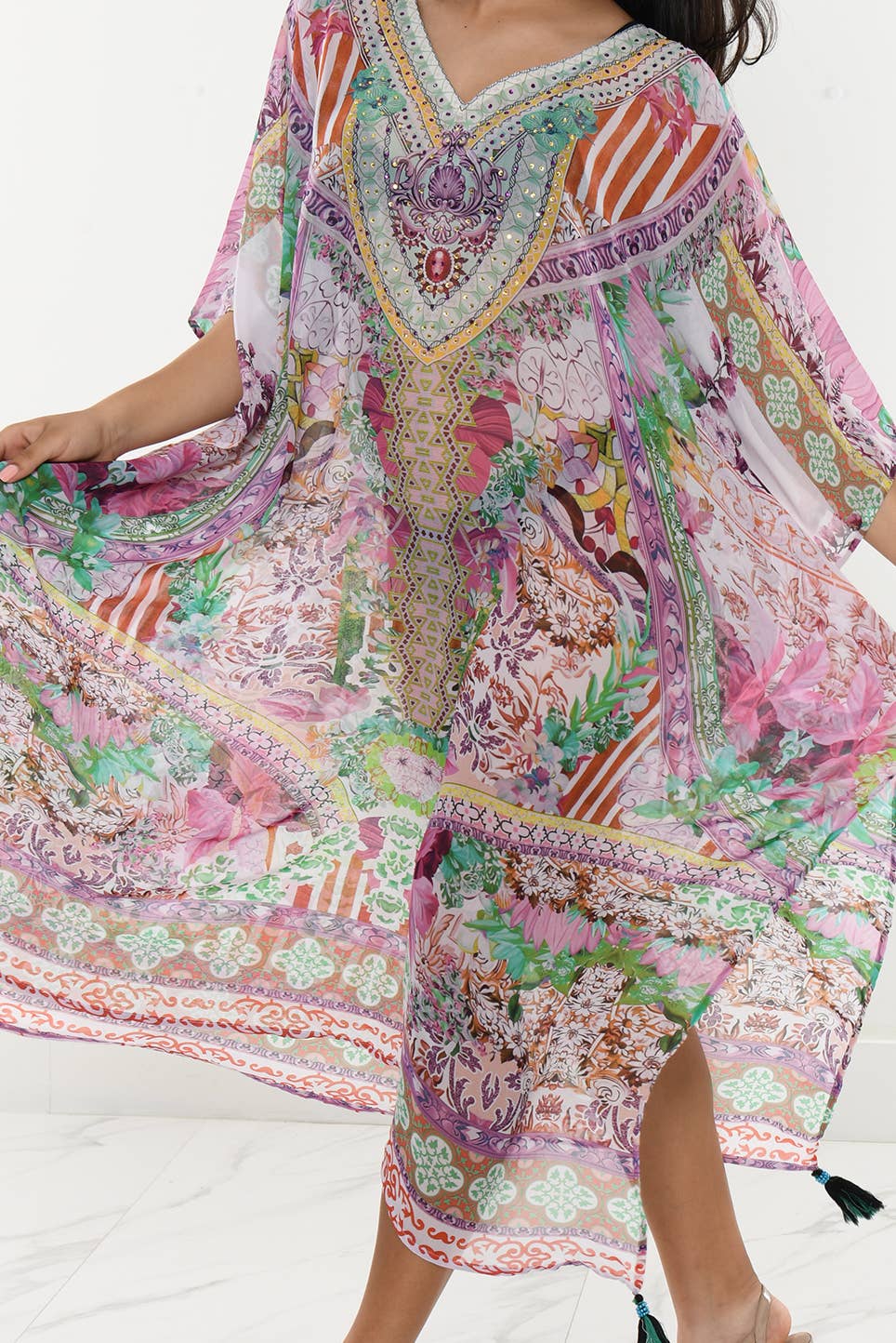 Purple Swimsuit Cover-Up Bohemian Beach Sheer Square Tunic - LCT246 for wholesale on Faire7