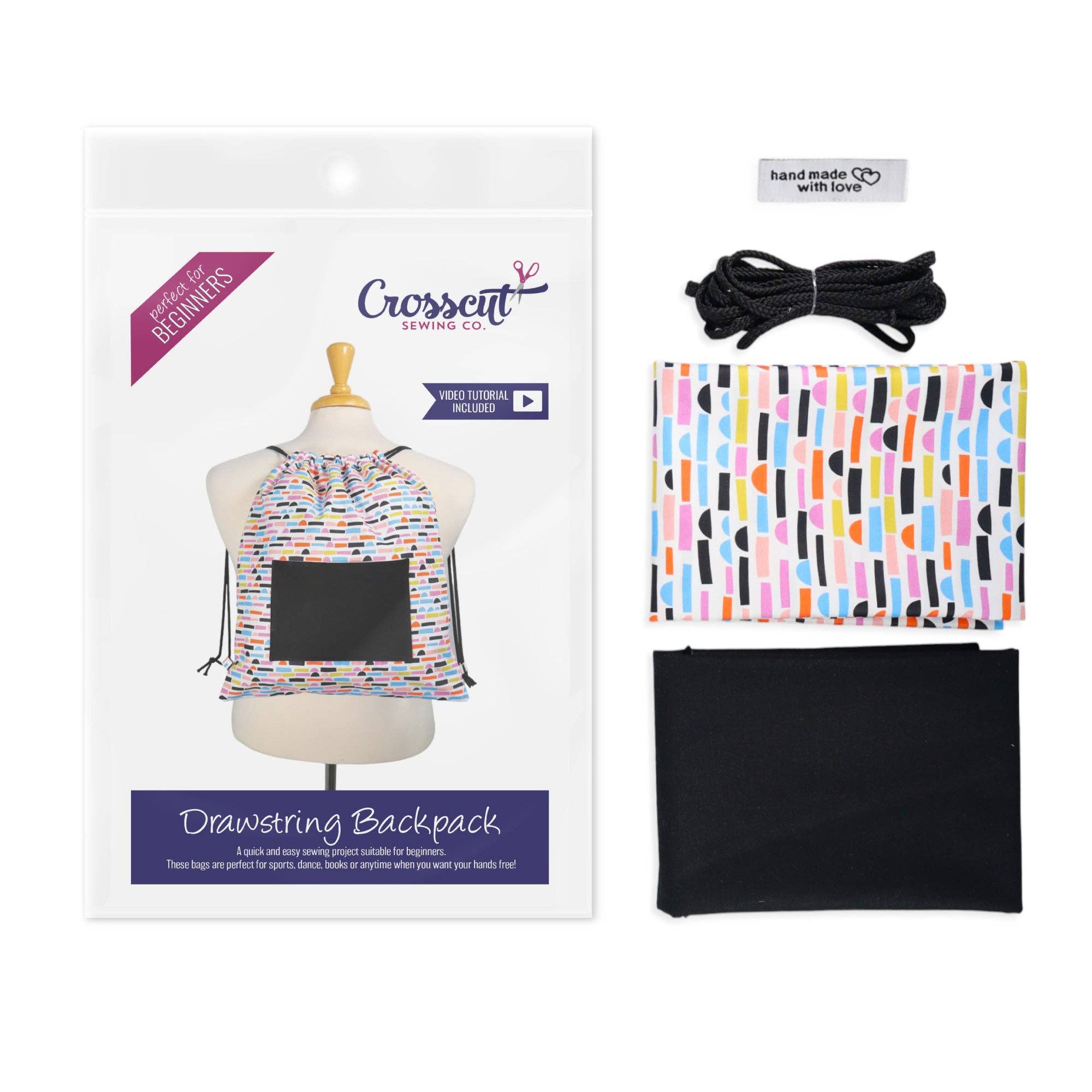 Crosscut Sewing Co. - Wholesale DIY Craft Kit - Drawstring Backpack Sewing Kit - DIY Sewing Project Kit for Beginners, Kids and Adults18