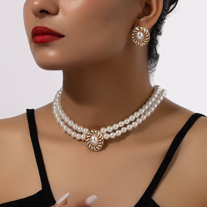 Fashion Gemstone Earrings Necklace Set for wholesale by kycozy