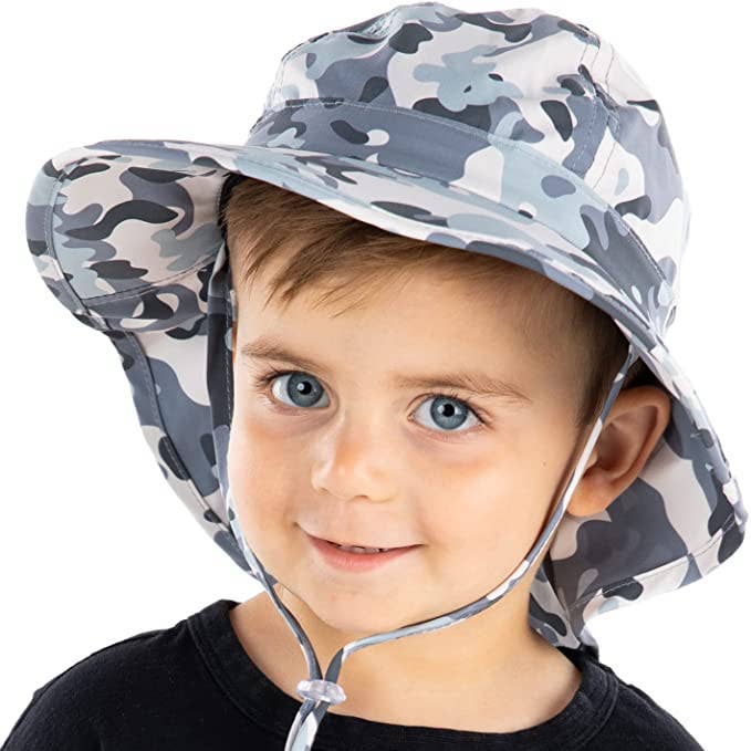 Funky Junque - Wholesale Sun hat – Kids - Toddler Patterned Bucket Hat (Grey Camo)0