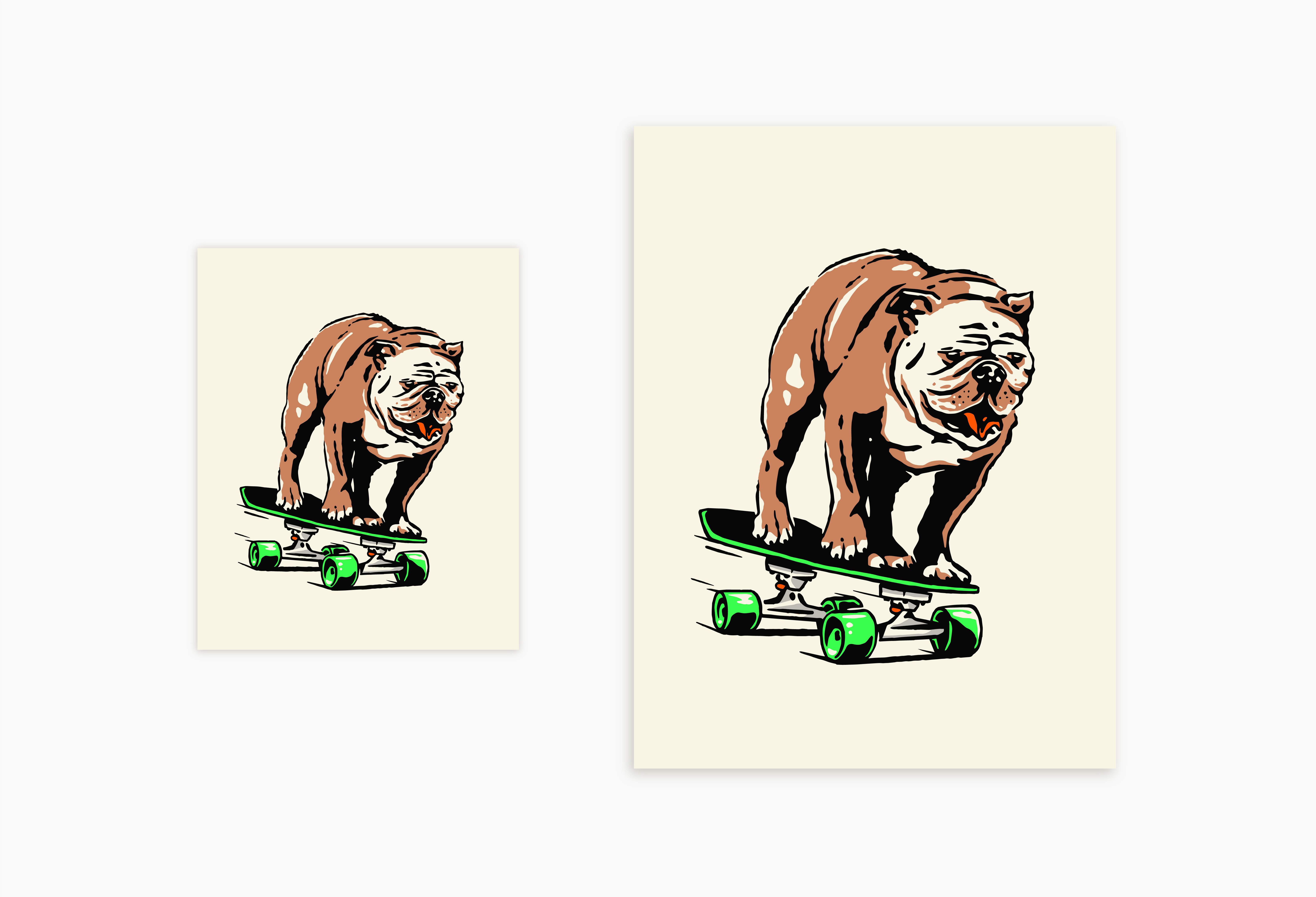 Kamin Tersieff - Wholesale Poster - Bulldog On A Skateboard Print - Illustration Poster1