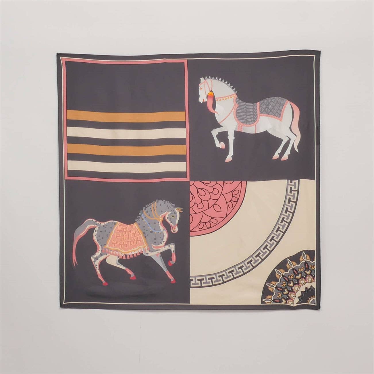 Cecile Wang - Wholesale Scarf - Women's - Printed square scarf with horses 80x80 KD8824VS2