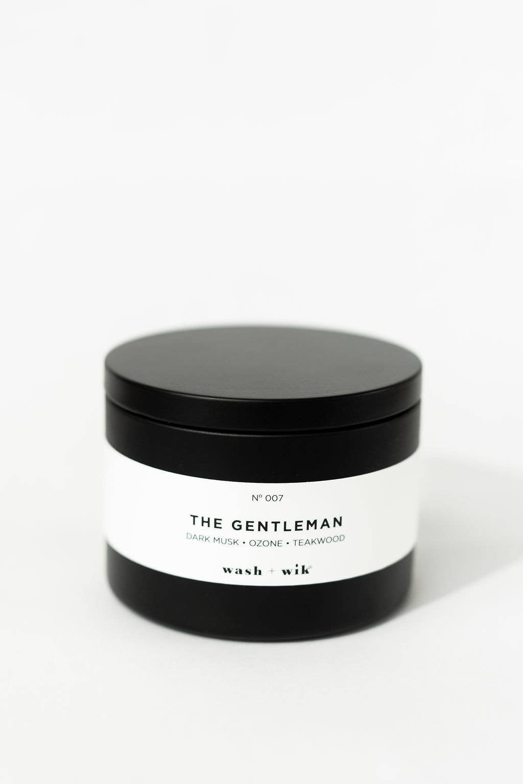 Wash and Wik - Wholesale Travel Candles - The Gentleman - 8oz Black Tins - 1 Wick Soy Wax Candle1