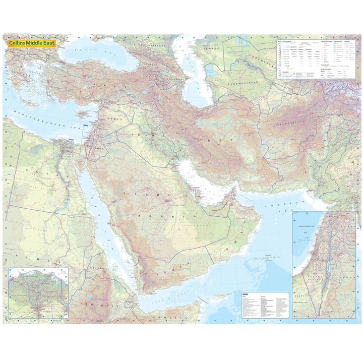 Carte du mur politique du Moyen-Orient pour la vente par Map Marketing Limited
