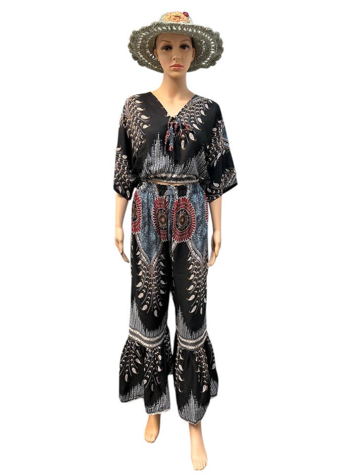 Rayon Paisley Top and Pant Set KTY425 for wholesale by Rising International Inc