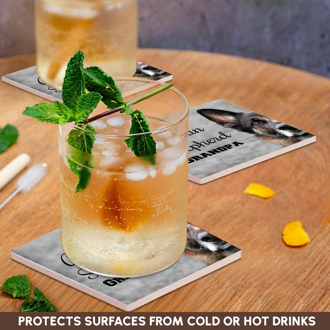 3dRose - Wholesale Coasters - 3dRose, Photo of a German Shepherd with German Shepherd Grandpa in black., Coaster2