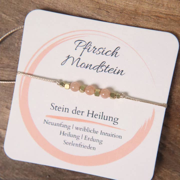 PEACH MOONSTONE bracelet - 3 gemstones - trendy jewelry for wholesale by isaMi