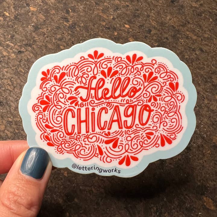 Hello Chicago Sticker for wholesale by Lettering Works