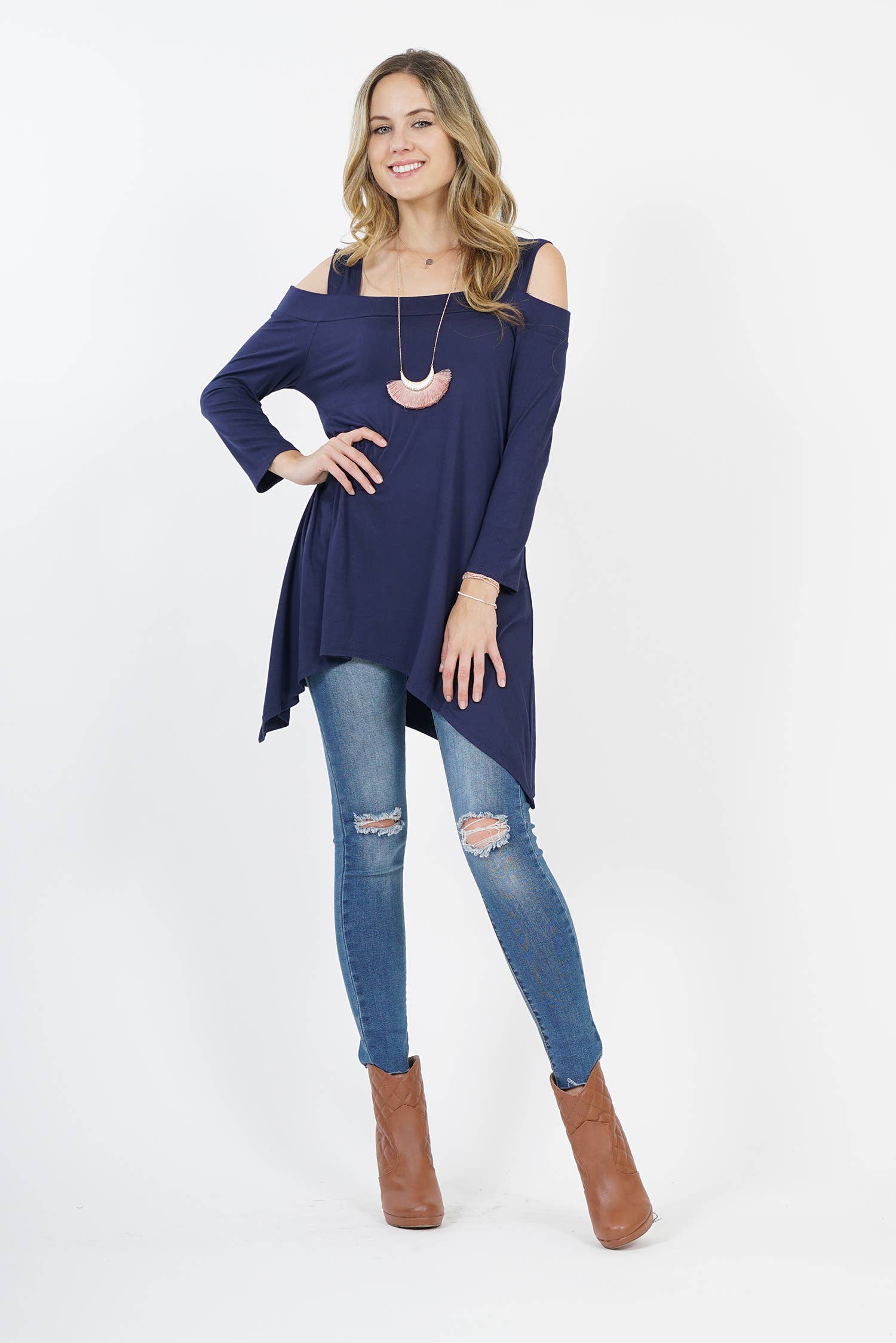 42POPS – wholesale Tunic – Women’s – , SI-10448 Off-shoulder side-tail  tunic3
