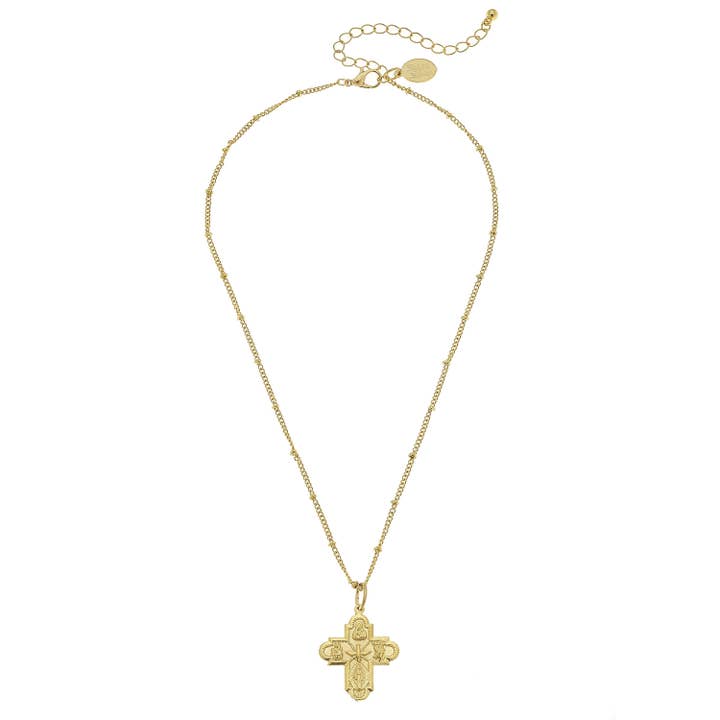 Susan Shaw - Wholesale Pendant/Charm Necklace - Handcast Gold Cross on Gold Chain Necklace