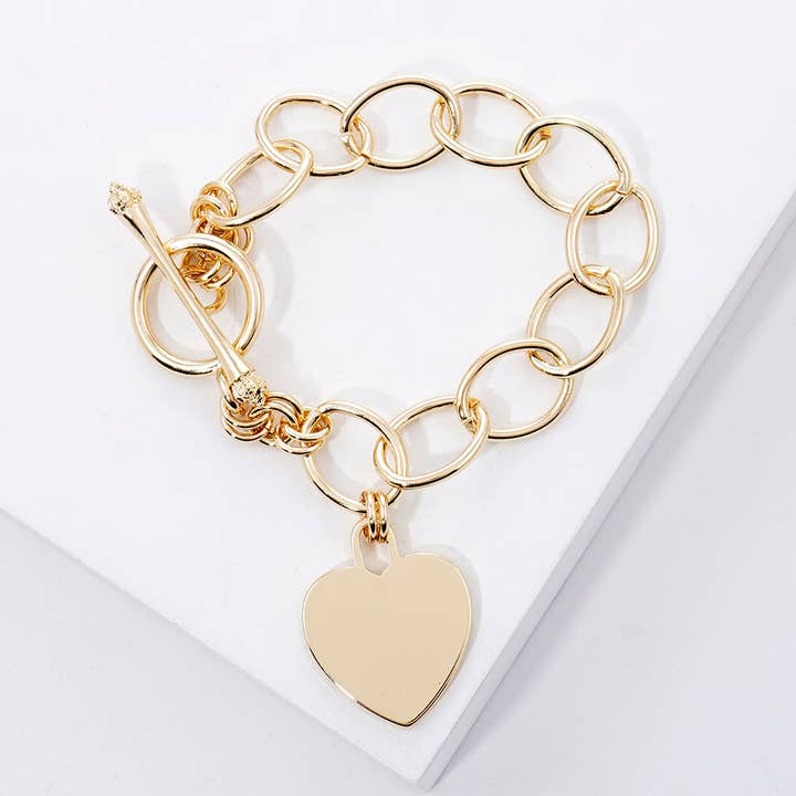 Gold Dipped Metal Heart Lock Charm Toggle Bracelet
for wholesale by Sensibling Corp.