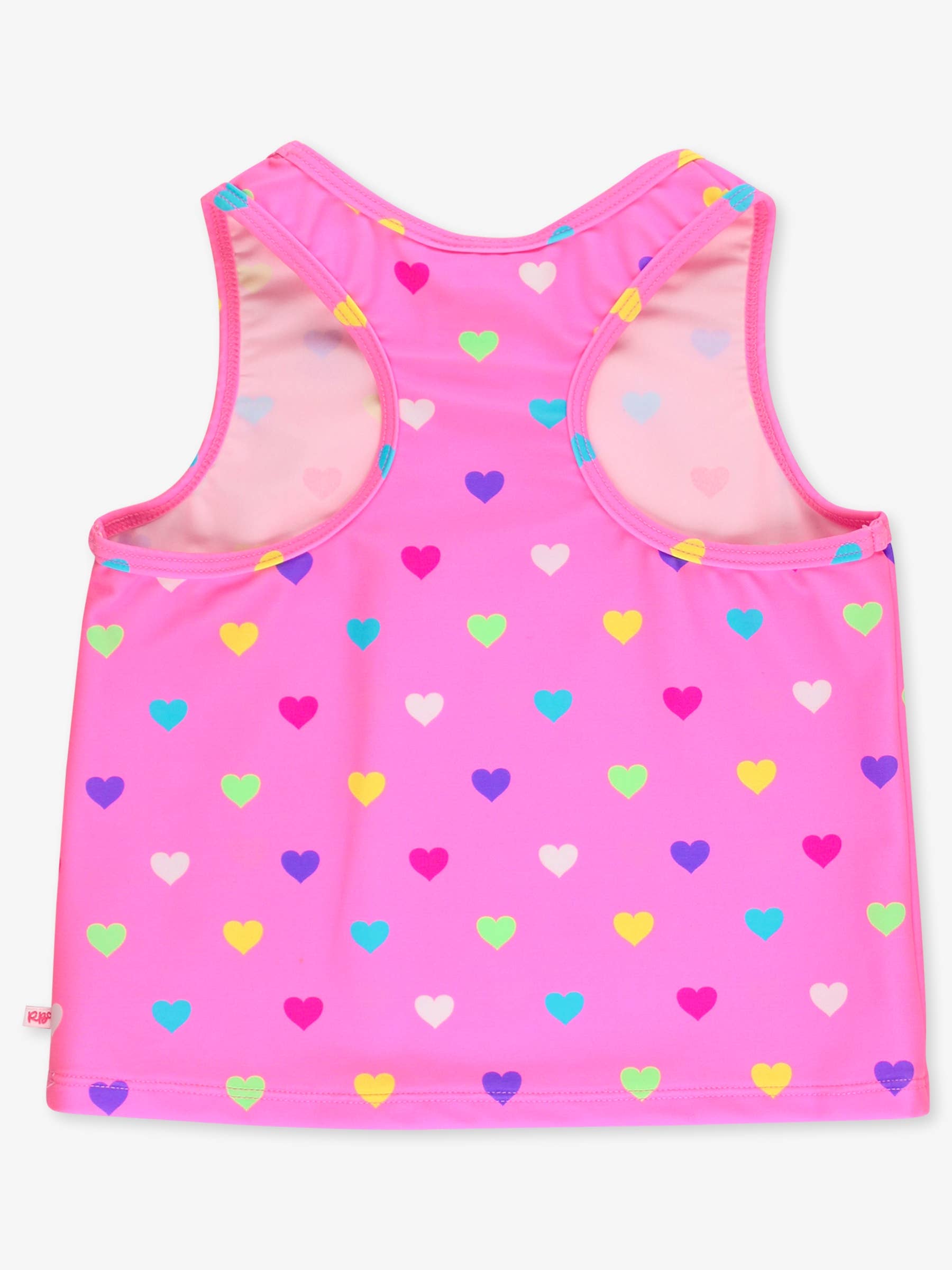 Girls Neon Pink Colorful Hearts Active Tank Top for wholesale on Faire1