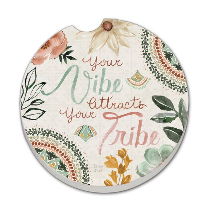 "Tribe Vibe" Stone Car Coaster BULK NO PACKAGING for wholesale by Conimar Promotions