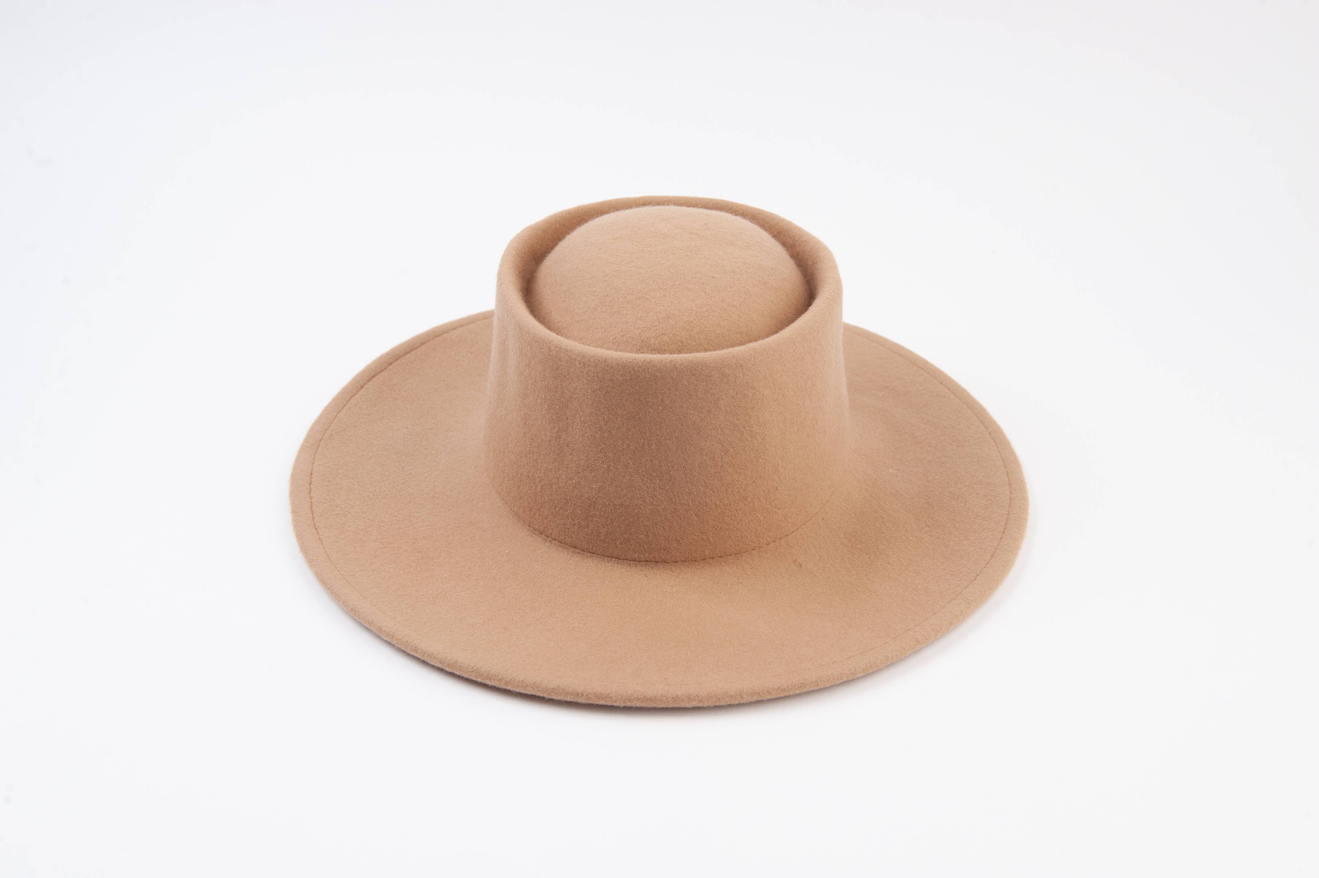 Lucca Couture - Vente Canotier – femme - Bonnet gaucho à bord plat en 100 % laine beige4